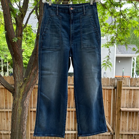 MOTHER DENIM THE PATCH POCKET GREASER JEANS Cropped Wide Leg- Everything We Keep - Picture 2 of 16